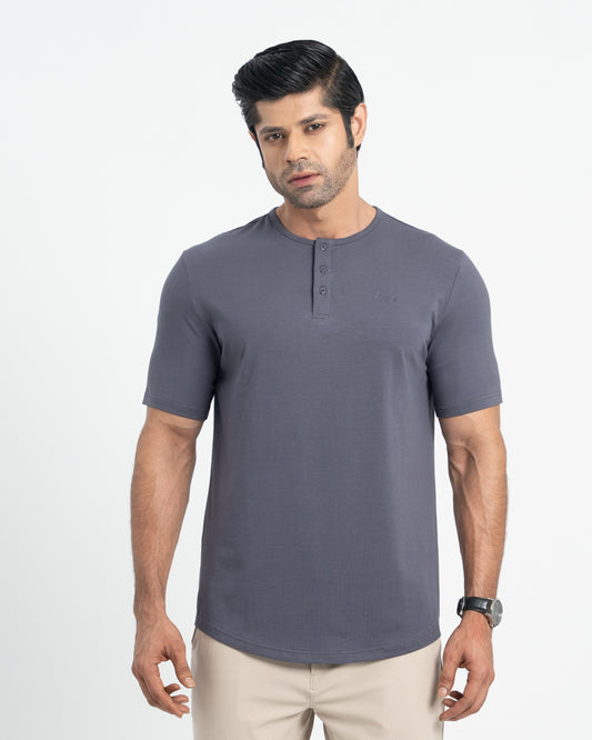 Origin Curve Hem Henley T-Shirt