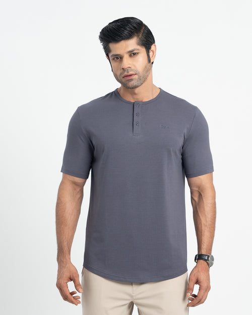 Origin Curve Hem Henley T-Shirt