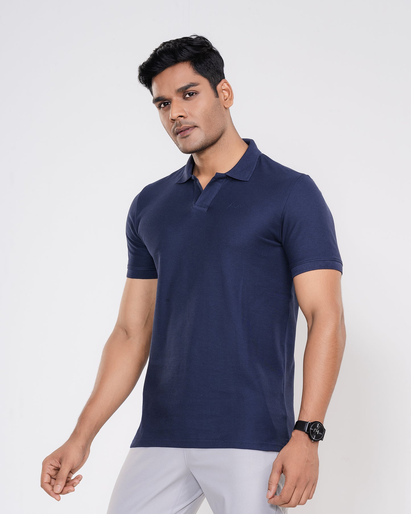 Classic V-Neck Split Polo Shirt