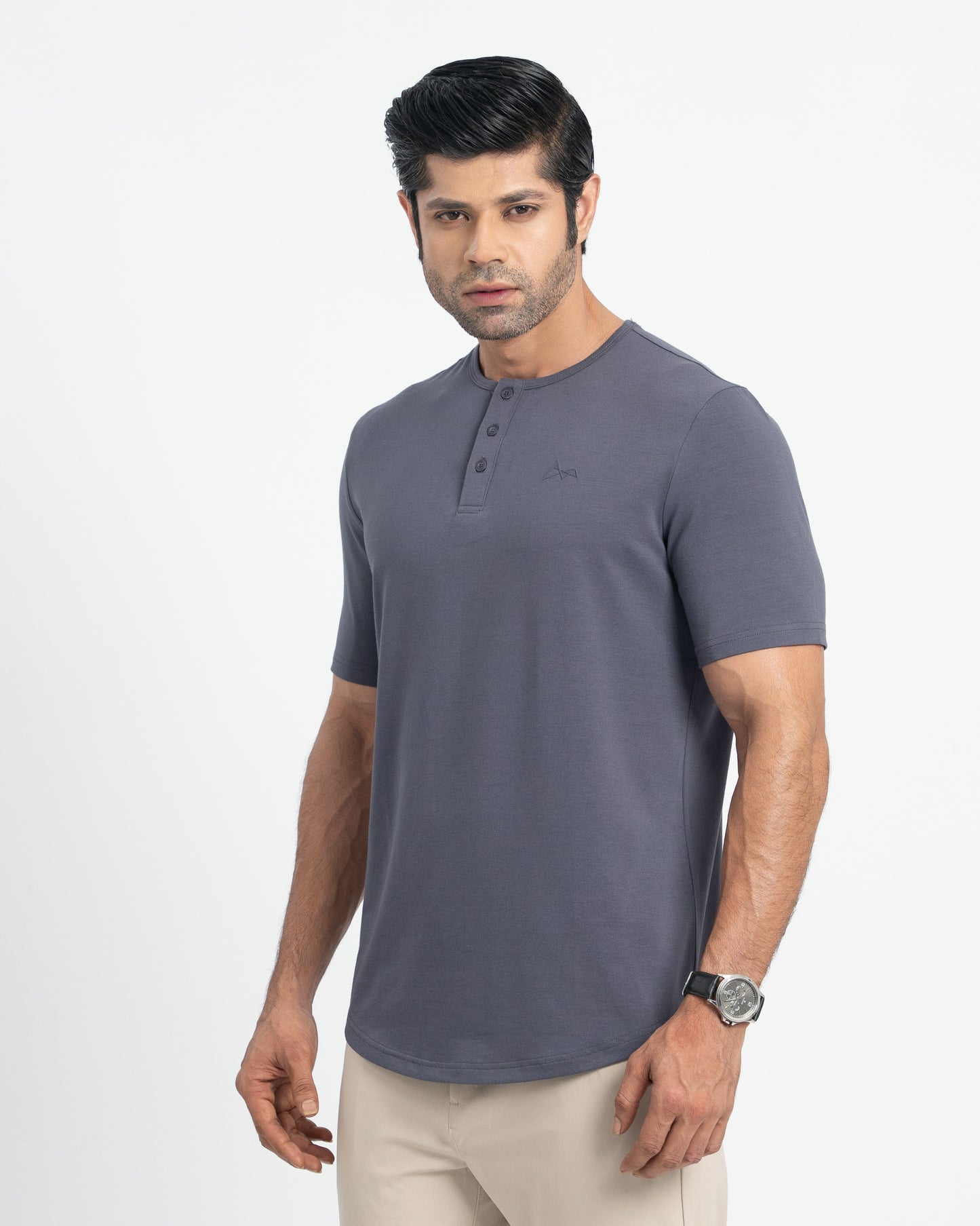 Origin Curve Hem Henley T-Shirt