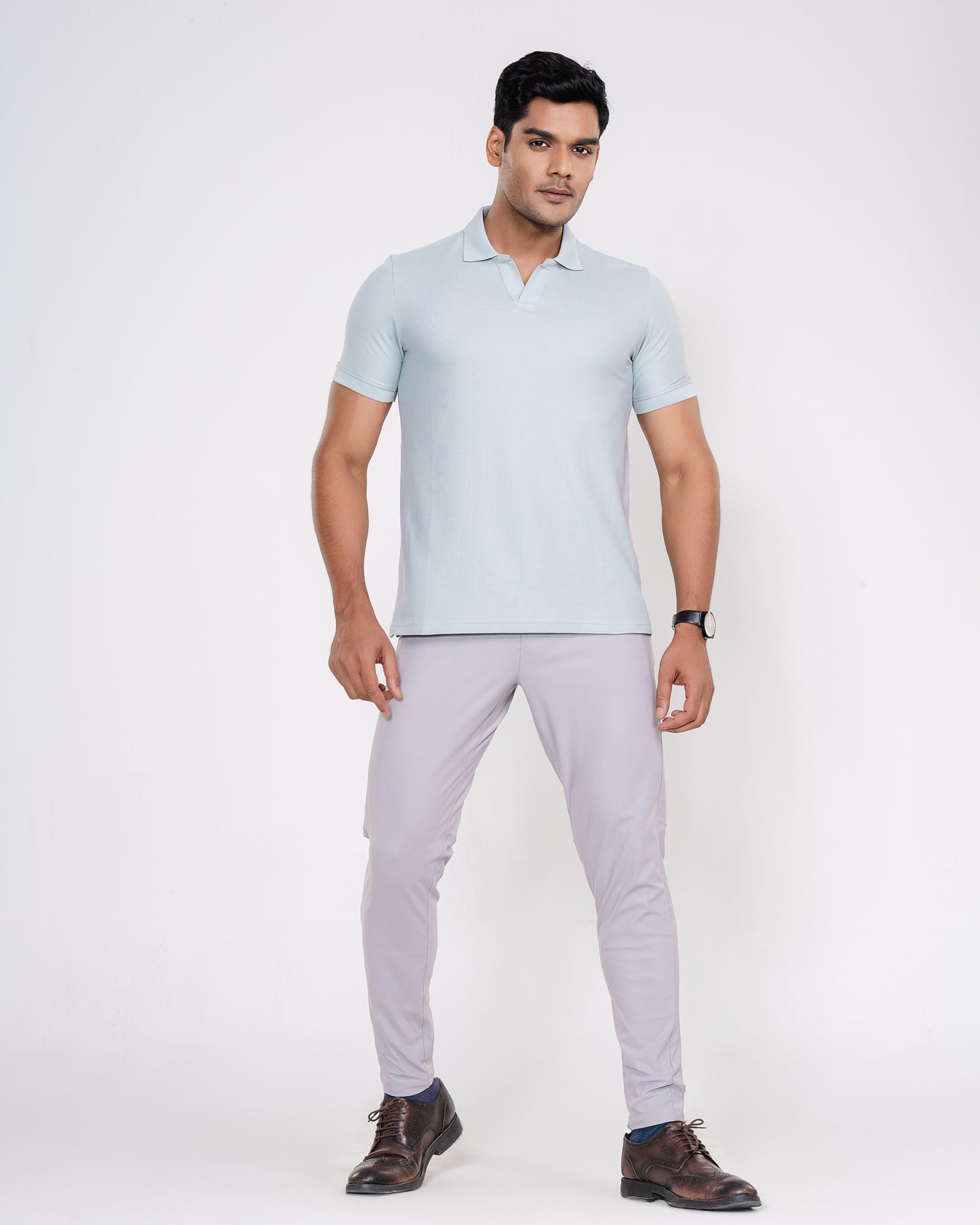 Classic V-Neck Split Polo Shirt