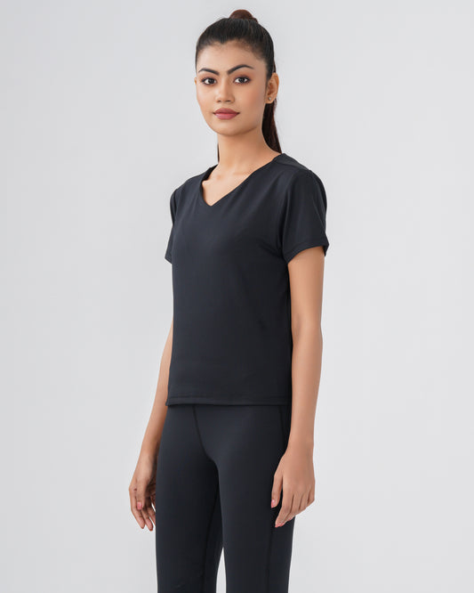 Lyra Cropped V-neck Tee